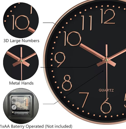 Silent Wall Clocks Battery Operated 8 Inch, Analog Wall Clock - Image 6