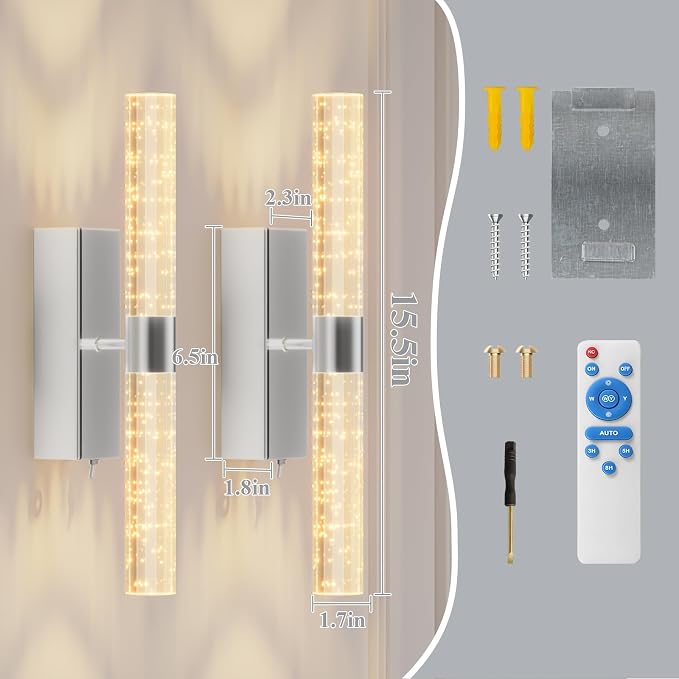 camuucci Battery Operated Wall Sconces Set of 2 Rechargeable Battery Powered - Image 4