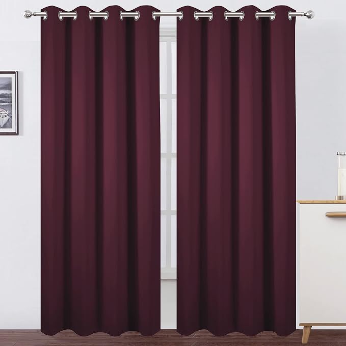LEMOMO Burgundy Red Thermal Blackout Curtains/52 x 95 Inch/Set of 2 Panels Room by Lemomo