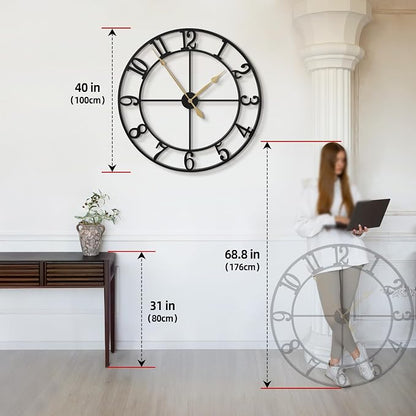 LEIKE 40 Inch Extra Large Wall Clock, Decorative Oversized Arabic Numerals - Image 3