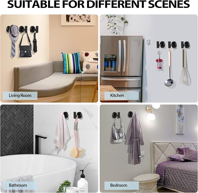 Kruodop Towel Hooks for Bathroom, 6 Packs Wall Mount Towel Holder, Stainless - Image 7