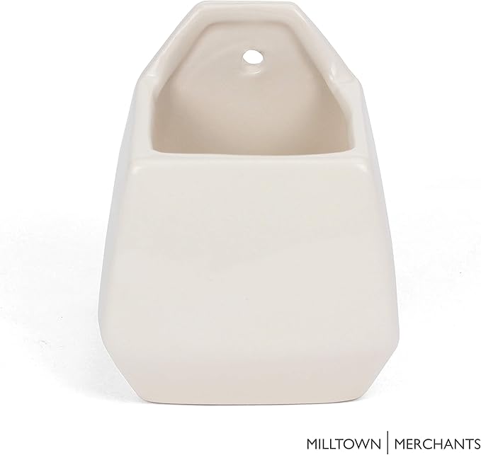 Milltown Merchants Succulent Wall Planter - Black Ceramic Planter - Succulent Plant Pot - Hanging Vase for Living Wall (1 Pack/Contemporary/White)