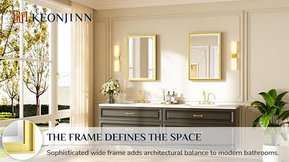 Keonjinn 20" x 30" Gold Bathroom Mirrors - Image 7