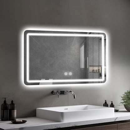 LED Bathroom Mirror, 36 x 24 Inch Anti-Fog Wall Mirror - Image 2