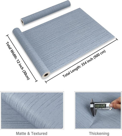 CRE8TIVE Light Blue Grasscloth Wallpaper Textured Stick and Peel Faux Grass - Image 8