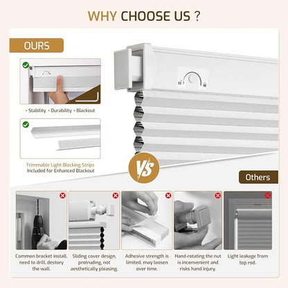 Grandekor No Drill No Tools Cordless Cellular Shades, UV Protection Privacy No - Image 5