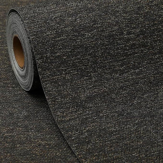 SHUFA Black Gold Cotton-Like Textured Grasscloth Wallpaper Matte Thick Real by Unknown