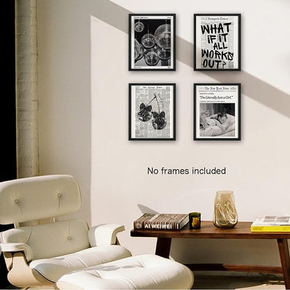 NaZaUK Retro Black And White Newspaper Poster What If It All Works Out Canvas - Image 3