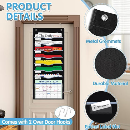 ALSLEA Hanging File Organizer 8 Pockets 15¾”W Legal/ Letter Size Paper Organizer - Image 2