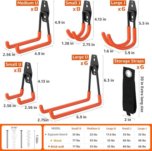 42 Pack Garage Hooks with Anti-Slip Coating Heavy Duty Wall Mount Hooks - Image 2