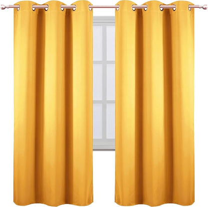 LEMOMO Yellow Thermal Blackout Curtains/42 x 72 Inch/Set of 2 Panels Room - Image 2