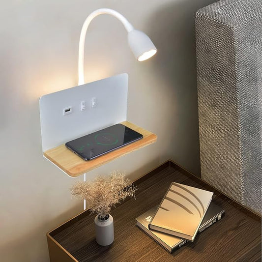 Bedside Wall Sconces with Wireless Charging Station & USB Charging, 3 by SENFAY