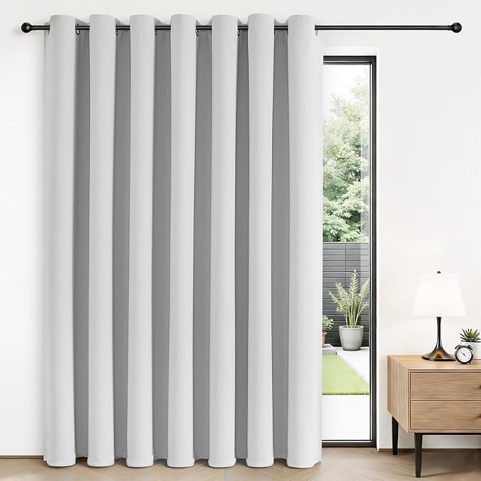 Joydeco Blackout Patio Sliding Door Curtains 108 Inches Long, Grommet Privacy by JOYDECO
