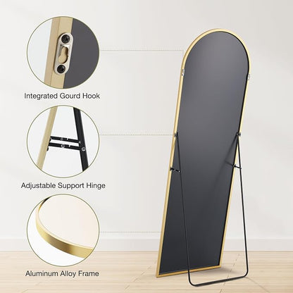 Sweetcrispy 64"x21" Arched Full Length Mirror, Leaning or Standing Full Body - Image 7