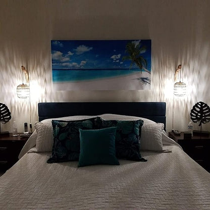 Frideko Rattan Wall Lamp with Plug in Cord Hand Woven Plug in Wall Sconces - Image 6