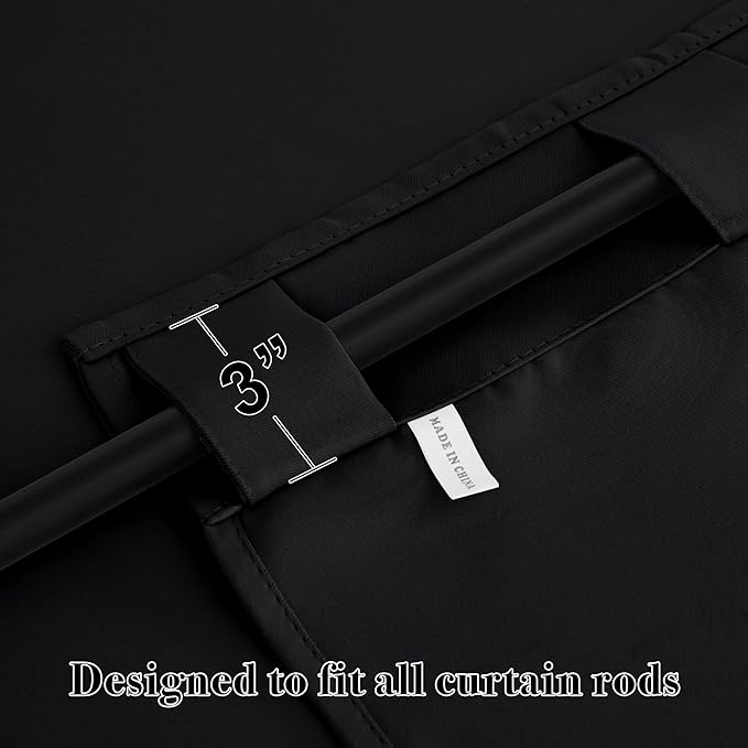 RYB HOME Short Black Curtains for Bedroom, W42 x L36 inch, 2 Panels - Image 3