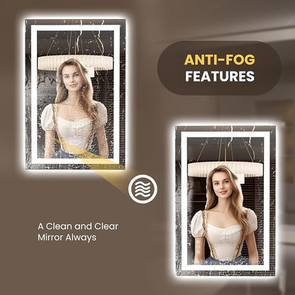LOAAO 23.6"x35.4" LED Mirror for Bathroom, Lighted Bathroom Mirror - Image 4