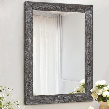 AAZZKANG Wall Mirror with Rectangle Wood Frame Large 28"x20" Rustic Decorative by AAZZKANG