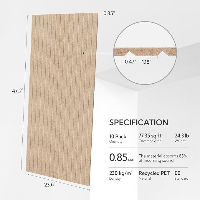 Olanglab Acoustic Wall Panels 10 Pack, 48 x 24 per Acoustic Panels Sound - Image 2