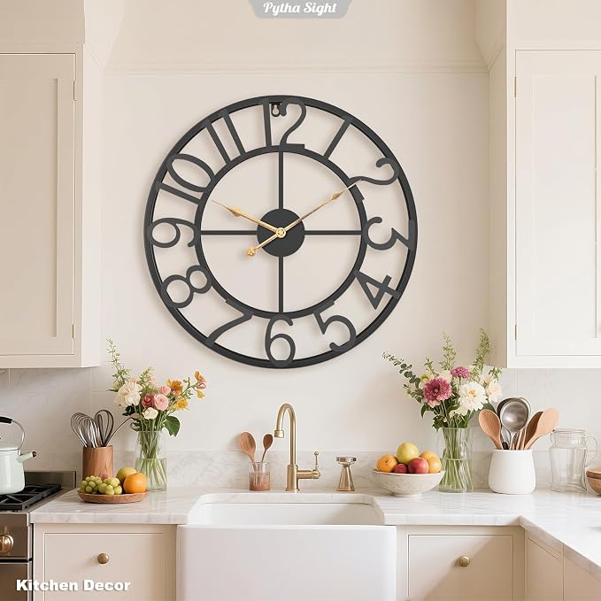 Pytha Sight 24 Inch Large Oversized Farmhouse Modern Decorative Wall Clock - Image 5