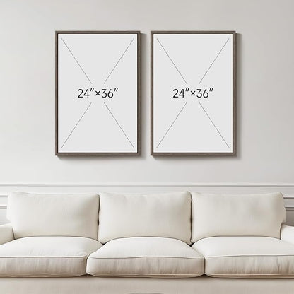 Large Framed Botanical Wall Art Set of 2, Modern Minimalist Floral Canvas Wall - Image 3