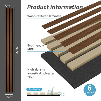 Art3d 6-Pack Acoustic Wood Slat Wall Panels - Image 4