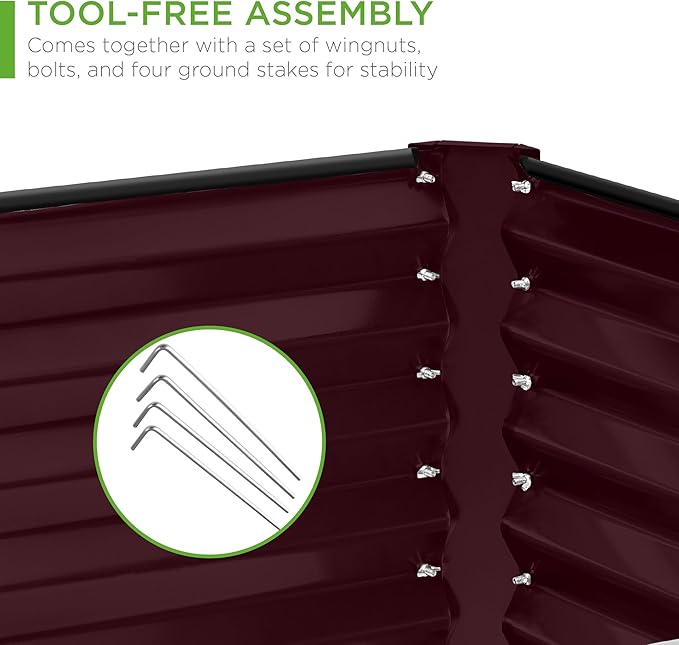Best Choice Products 8x4x2ft Outdoor Metal Raised Garden Bed, Deep Root Planter Box for Vegetables, Flowers, Herbs, and Succulents w/ 478 Gallon Capacity - Burgundy