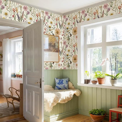 Livebor Floral Peel and Stick Wallpaper Floral Bird Contact Paper 16.9inch x - Image 9