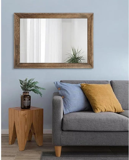 AAZZKANG Rustic Wood Mirror Rectangle Decorative Wall Mirrors - Image 6
