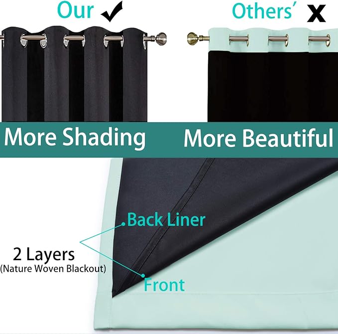 Yakamok 100% Blackout Lined Pair Curtains, Window Treatment Thermal Insulated - Image 5