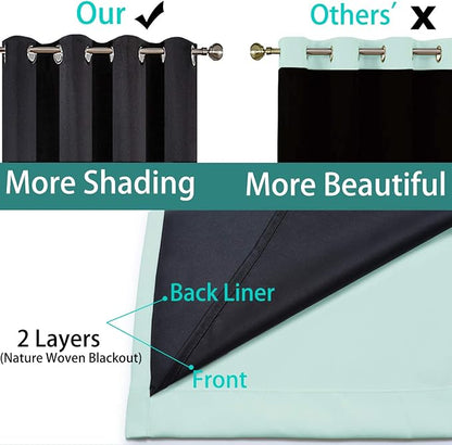 Yakamok 100% Blackout Curtains Energy Saving Thermal Insulated 2 Thick Layers - Image 5