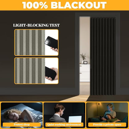 AJAZZ 100% Blackout Accordion Doors Interior Closet Curtain Doorway Curtains - Image 4