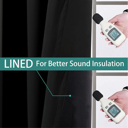 Yakamok 100% Blackout Lined Panels, Thermal Insulated Blackout Curtains - Image 4
