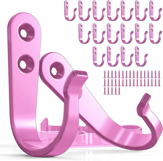 BREYDROK 20PCS Pink Heavy Duty Single Prong Metal Wall Hooks by BREYDROK