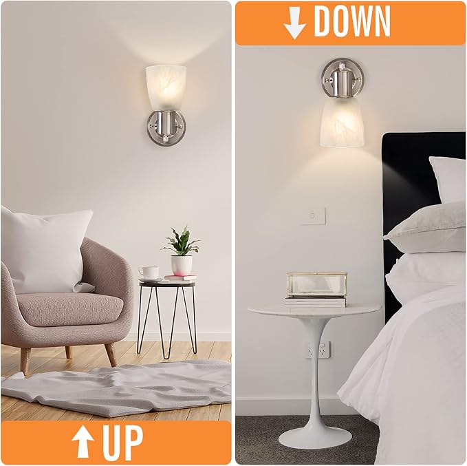 EJIAXIN Wall Sconces Set of 2, Brushed Nickel Vanity Lights - Image 3