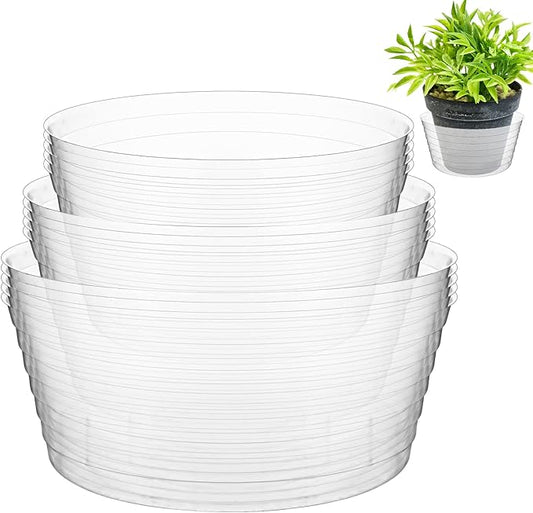 Hoolerry Plastic Plant Saucer Clear Deep Drip Tray Thickened Clear Plant Saucers Trays for Pots Deep Drip Trays for Home Garden Indoor and Outdoor Potted(15 Pcs, 6, 8, 10 Inch)