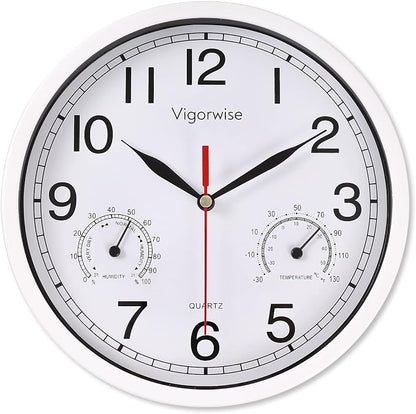 8 Inch White Wall Clock, Sweep Silent Movement Accurate Clocks by Vigorwise