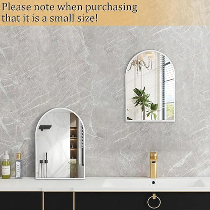 Arched Wall Mirror Bathroom Mirror Brushed Metal Vanity Wall Mounted Mirrors - Image 3