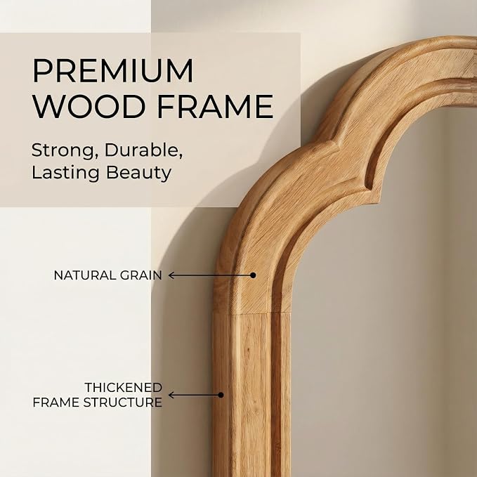 Wood Bathroom Mirror for Wall, 36 x 24 Inch Large Decorative Wall Mirror - Image 3