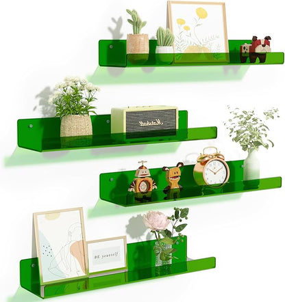 upsimples Acrylic Shelves for Wall Decor, Living Room, Floating Bookshelves for by upsimples