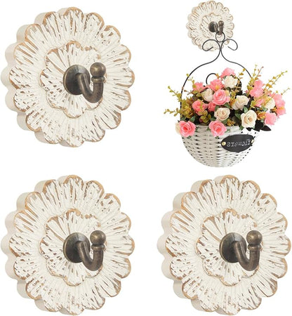 Weysat 4 Pcs Vintage Hooks for Wall Wood Farmhouse Towel Hooks Shabby Chic Wall by Weysat