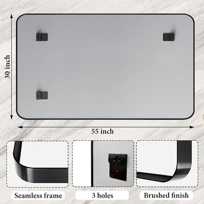 Black Metal Vanity Rounded Rectangle Bathroom Mirrors - Image 4
