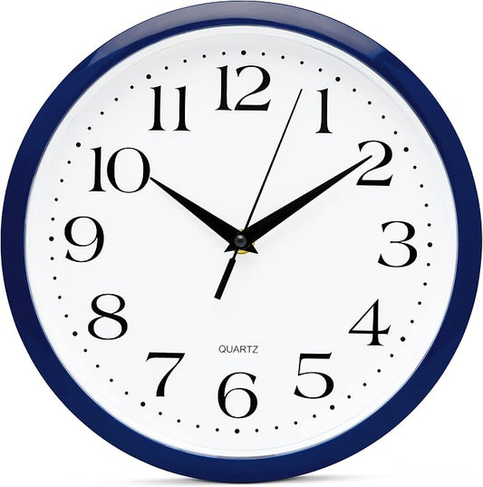 Bernhard Products Navy Wall Clock Silent Non Ticking by BernhardProducts