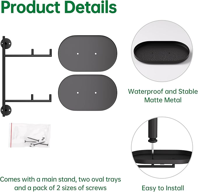 Rotating Window Plant Shelves for Multiple Plants Indoors,2-tier Metal Corner Black Plant Stand Holder Floating Plant Shelf for Wall，Windows Sill Gifts for Plant Lovers to Enhance Home Decor