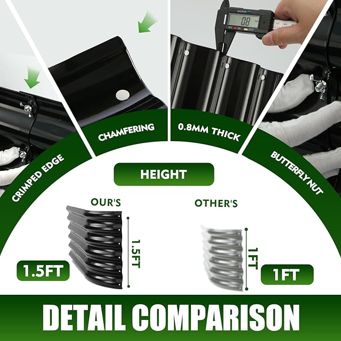 17" Tall Elevated Oval Metal Raised Garden Bed - 5ft x 2ft in Size and 0.8MM Thick Durable Planter Bed/Box for Vegetables Flowers Succulent at Patio/Garden Outdoor (Black, 5X2X1.4 FT)