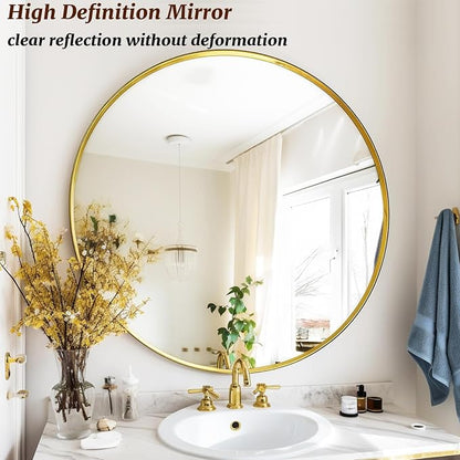 Gold Round Mirror 16 inch, Round Bathroom Mirror, Wall Mirrors - Image 3