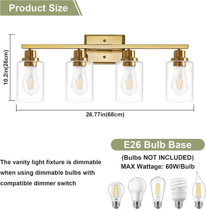 Unicozin Modern Bathroom Light Fixtures, 4 Light Vanity Lights Over Mirror - Image 6