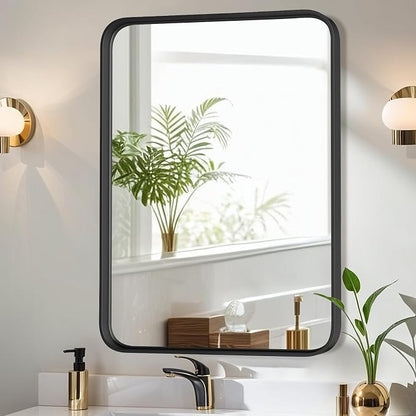 Bathroom Mirror for Wall, 36x24 Inch Rounded Rectangle Mirror, Tempered Glass by Atilioo