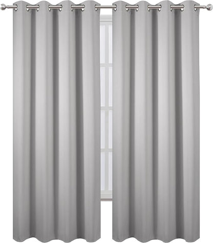 LEMOMO Blackout Curtains 52 x 95 inch/Light Grey Curtains Set of 2 - Image 2