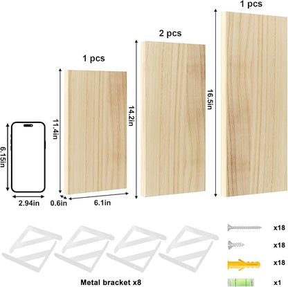 YGEOMER Floating Shelves for Wall, Different Sizes Natural Wood Wall Shelves - Image 3